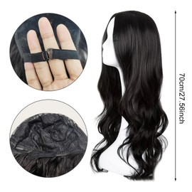 EUPSIIU EUPSIIU Long Black Wave Wigs for Women Girls, 27 Long Curly Wigs Ladies Fancy Dress Wig Synthetic Hair Wigs, Women's Charming Full Hair Long Replacement Wigs for Cosplay Party, Daily Use (Black)