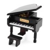 Grand Piano Shaped Windup Wooded Music Box with Small Stool