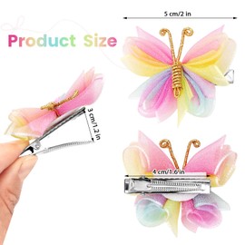 10Pcs Butterfly Hair Clips,Colorful Butterfly Hair Pins,Tulle Mesh Bow Clips for Baby Girls Teens Women Wedding Party Decor