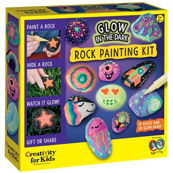Creativity for Kids Glow in the Dark Rock Painting Kit - Painting Rocks Craft, Arts and Crafts for Ages 6-8+, Creative Gifts for Kids