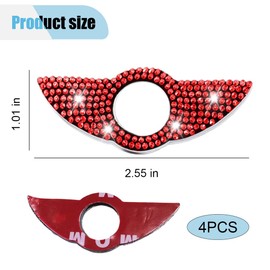 4PCS Bling Car Inner Door Lock Covers, Crystal Rhinestone Pull Rod Bolt Sticker, Sparkly Car Door Lock Pin Cap, Universal Auto Door Bolt Cap Decoration for C Class C200L C260L GLC260 (Red)