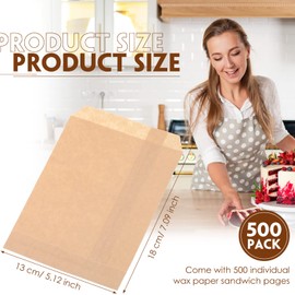 Epakh 500 Pcs Grease Resistant Paper Treat Bags 5. 12 x 7. 09 Inches Paper Cookie Sleeves Bags Glassine Semi Transparent Flat Bakery Sleeves Envelopes for Bakery Candies Chocolate Hand Pie(Brown)