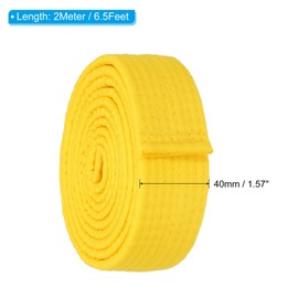 PATIKIL Taekwondo Colored Ranking Belt 1.5" x6.5Ft 2.0m, Polyester Martial Arts Judo Karate Belt for Coach Teaching Practice, Yellow