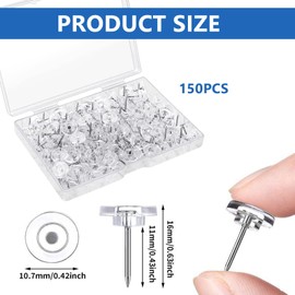 150 Pcs Drawing Pins,Plastic Head Steel Point Thumb Tacks Pins for Pinboard,Pin Board Pins Clear Push Pins Board Pins with Storage Box for Wall Hangings, Cork Board, Maps Posters Photos, Pinboard