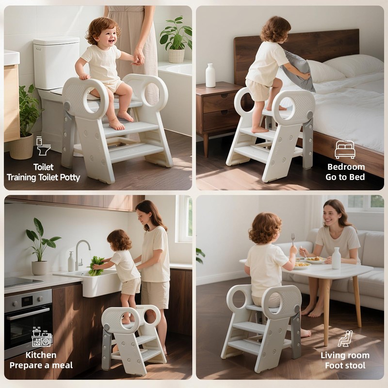 Soladder Foldable Toddler Step Stool with Handles for Bathroom Sink,