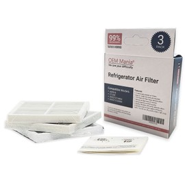 OEM Mania Refrigerator Air Filter Replacement - Pack of 3 - 6 Month Replacement Fridge Fresh Air Purifying System - Compatible Models: LG LT120F, Kenmore Elite 469918, ADQ73214404, ADQ73334008