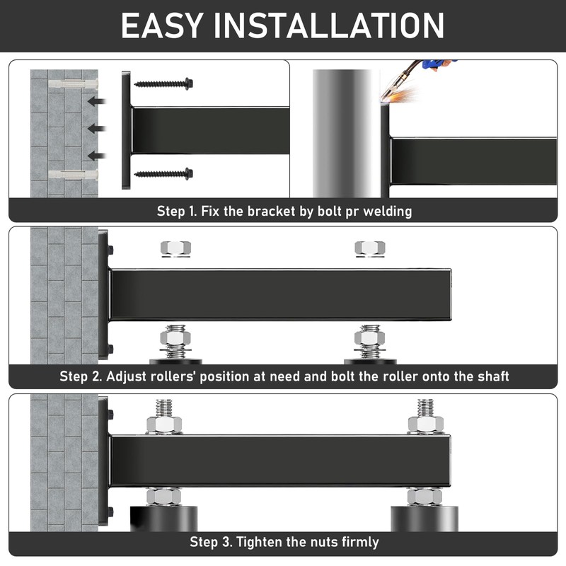 6" Slide Gate Guide Roller | Range 5.5in | Adjustable