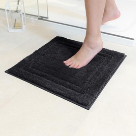 Decomira Non-Slip Bath Mat, Can Be Combined as a Bath Mat Set, Toilet Rug, Bathroom Rug, Washable Shower Mat, Bathroom Set, Black, 45 x 45 cm