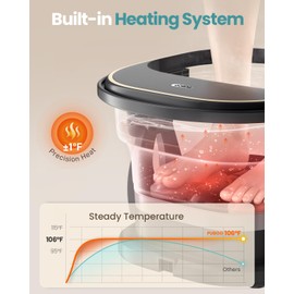 Puboo Electric Foot Bath Massager with Remote, 16 Motorized Massage Balls for Stress Relief, Collapsible Foot Spa Bath Massager with Heat, Pedicure Spa Tub with Temp Control, Purple