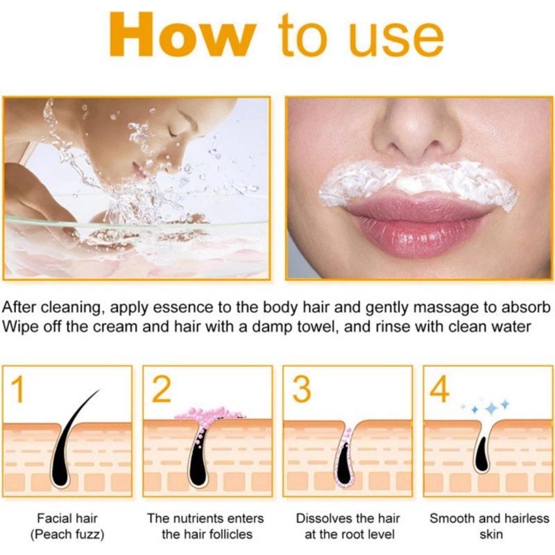 Facial Hair Removal Cream,Natural Facial Hair Remover Cream,Gentle Upper Lip
