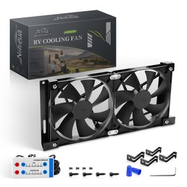 12V RV Fridge Vent Cooling Fan 5.5" (140mm), Adjustable Speed & Temp Control, Remote (Auto/Manual) RV Refrigerator Fan Custom Mounts for RV Side Vents