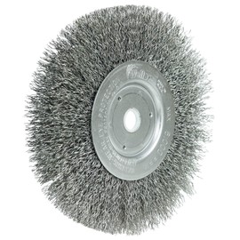 Weiler 01075 6" Narrow Face Crimped Wire Wheel, .014" Steel Fill, 5/8"-1/2" Arbor Hole, Made in the USA