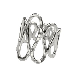 SILBERMOOS Women's Ring Wave Open Textured Hammered 925 Sterling Silver, Sterling Silver, Not applicable