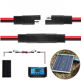 BornForcable Solar Cell Delay Line SAE Power Line Photovoltaic Power Line Universal SAE Connectors 16 Gauge 2 Pin Quick Disconnect Audiopipe Polarized Wire Harness 5pack