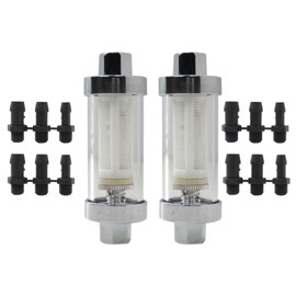 Reusable 1/4" 5/16" 3/8" Chrome Glass Inline Fuel Filter Replacement Chrome Plated Leak Proof Housing Ends,Set of 2,Vicue New Version