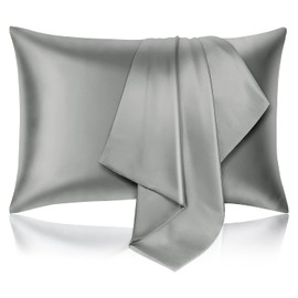 Hafaa Silver Satin Pillowcase 2 Pack – Standard Size (50x75cm) Envelope Closure Satin Silk Pillowcases for Hair and Skin – Luxury Soft Hotel Quality Anti Wrinkled Silk Pillow Case
