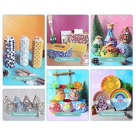 CarAngels Glass Mosaic Tiles 1cm Square DIY Interior Decoration Handmade Craft Lot 300g Each Color Random (Mixed Colors)