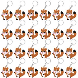 KeeStar 24 Pack Squirrel Keychains Party Favors for Jungle Animal Themed Party, Baby Shower Goodie Bag Fillers, Birthday, School Carnival Rewards, Classroom Prize