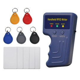 HETYY 125KHz RFID Reader Writer,hanndheld RFID Copier,ID Card duplicator for 125KHz ID,HID,AWID+5pcs writable Key fobs