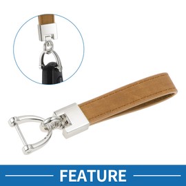 A ABSOPRO Car Keychain Universal Key Chain with Ring for Key Fobs for Home for Women Zinc Alloy Faux Leather Brown Silver Tone 1 Set