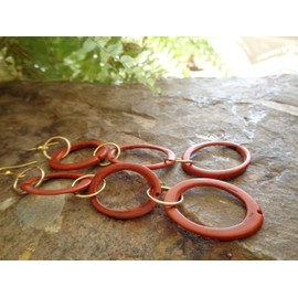 ꧁ 11 CM LANGE GOLD ORANGE TRIBAL TAGUA OHRRINGE ꧂ sehr lange, leichte Ohrringe aus Palmsamen, B-Ware