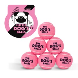 The Little Dog's Balls, Dog Tennis Balls, Pink 6-Pack, Strong Toy for Agility Training, Puppy Training, Play, Exercise & Fetch, 1.9 Inches Diameter