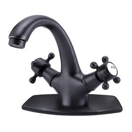 Aolemi Bathroom Sink Faucet Oil Rubbed Bronze Single Hole Double Handle Cross Knobs Vanity Sink Basin Mixer Tap and Pop Up Drain with Overflow