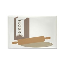 CafePress Rolling Pin & Flour Magnets Rectangle Magnet, 3"x2" Refrigerator Magnet
