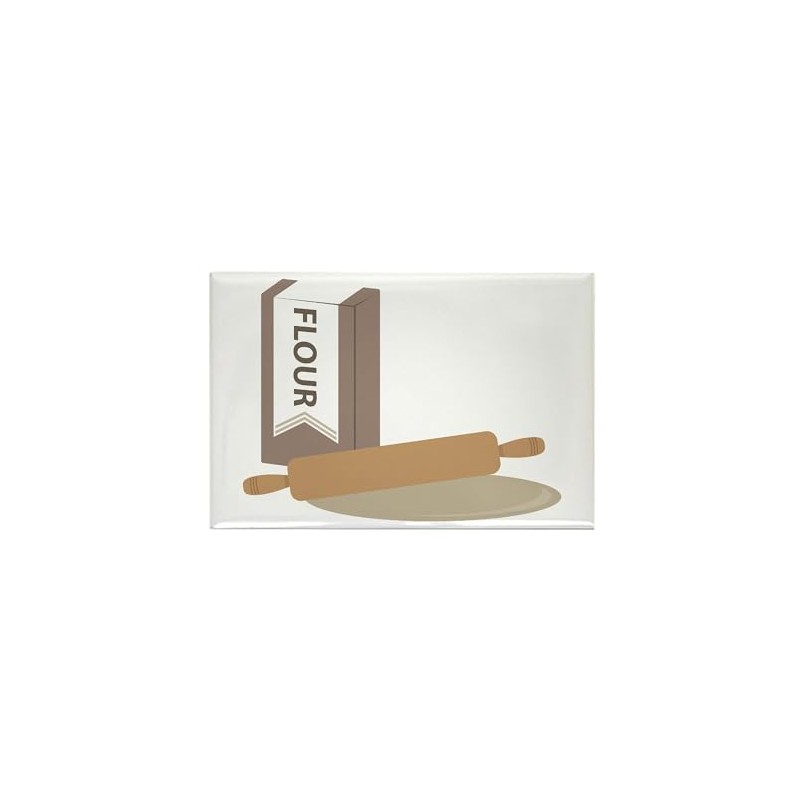 CafePress Rolling Pin & Flour Magnets Rectangle Magnet, 3"x2" Refrigerator