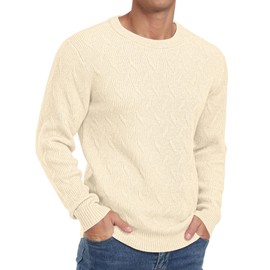Sailwind Men's Crewneck Pullover Sweater Lightweight Casual Knitted Sweaters Beige