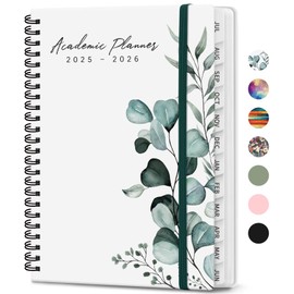 Academic Planner 2025-2026, Weekly and Monthly Calendar Planner Book, July 2025 – June 2026, Hardcover Organizer with Tabs, Perfect for Teachers, Students, Women & Men, A5 (6.4" x 8.5") - Leaf