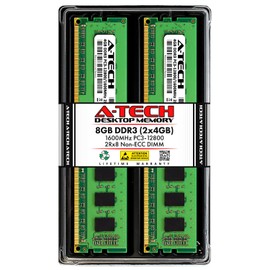 A-Tech 8GB (2 x 4GB) DDR3 1600MHz PC3-12800 Desktop RAM Kit | Non-ECC Unbuffered DIMM Dual Rank 2Rx8 1.5V 240-Pin Memory Upgrade Modules
