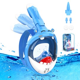 Urmaxs Diving Mask, Full Mask, Children, 180° HD Anti-Fog & Anti-Leak Snorkel Mask, Diving Goggles, Diving Mask, Snorkel Set for 4-12 Years Children