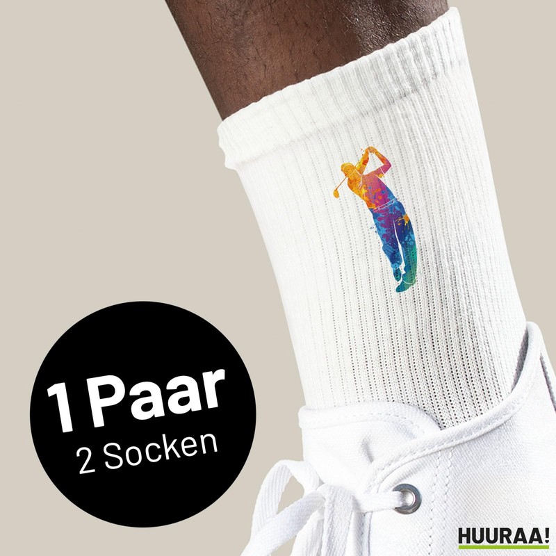 Huuraa Unisex Golf Player Socks Colourful Silhouette Gift Size 37/46