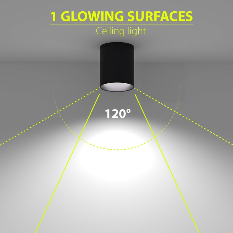 EBION Surface Mounted Downlight, Flush Mount Ceiling Spotlight, Minimalist Round