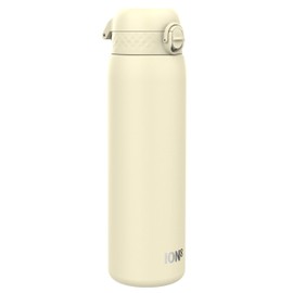 Ion8 Lightweight 1 Litre Steel Water Bottle, Non-Insulated, Leak Proof, Easy to Open, Secure Lock, Dishwasher Safe, Flip Cover, Carry Handle, Ideal for Travel & Active Lifestyles, Creamy White