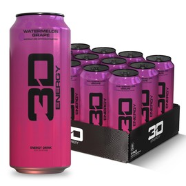 3D Energy Drink – Watermelon Grape, Sugar Free, 200mg Caffeine, Pre Workout, Taurine, L-Carnitine, Lightly Carbonated, 16oz Cans, 12 Pack