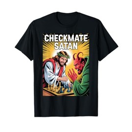 Checkmate Satan Jesus Chess Match Funny Christian Faith T-Shirt
