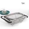 Stainless Steel Colander Strainer, Collapsible Colander with Expandable Rubber Handles,