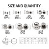 Rrina 143Pcs 304 Stainless Steel Acorn Dome Cap Head Hex