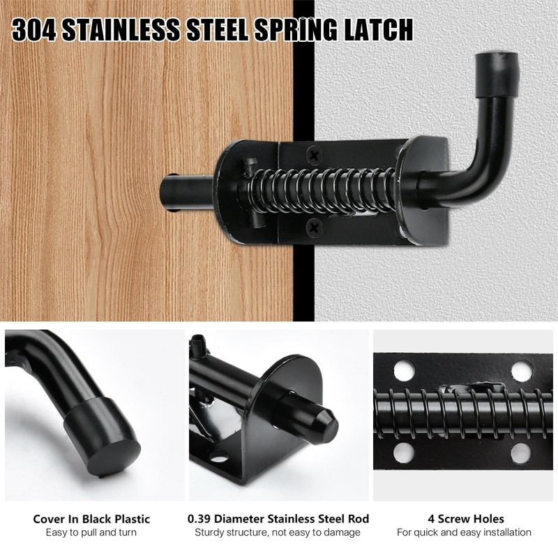 6 Pcs Barrel Bolt Latch Pin, 5 Inch Spring Loaded