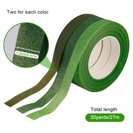 SUVSOON 6 Rolls of 1/2 “Wide Flower Tape, Which is Used for Wrapping Flower Bouquet Stems and Flower Crafts, Wedding Bouquet, Dark Green, Light Green, Grass Green