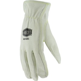 IRONCAT 9420 Premium Grain Cowhide Gloves – Gray, Medium, Leather Driver Work Gloves w/ Keystone Thumb