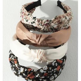 Huachi Knotted Headbands for Women Boho Womens Headbands Fashion, Top Knot Head Band for Girls Wide Knot Headband Trendy Hairband Hair Accessories