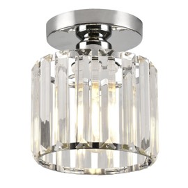 ZYDTRIP Small Crystal Ceiling Light, Silver Crystal Chandelier Modern LED Ceiling Light Pendant Fixture Lighting for Bedroom Hallway Entrance Balcony