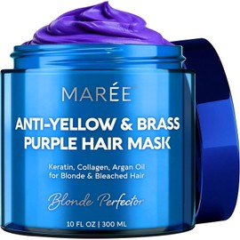 MAREE Anti Yellow Purple Hair Mask for Damaged Hair - Purple Deep Conditioner & Blonde Toner - Hydrating Deep Conditioning for Dry, Curly, Blonde, Orange, Brassy, Bleached - Mascarilla para el Cabello