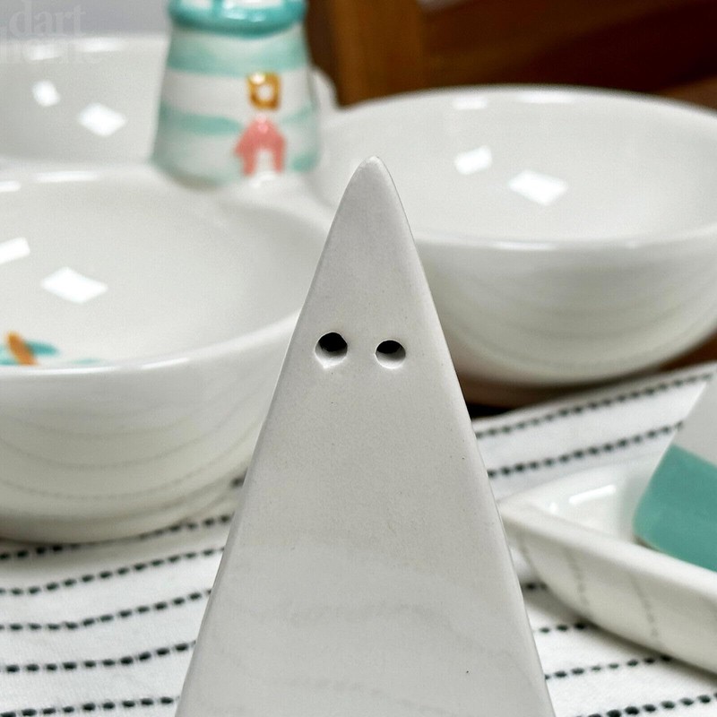 Salt Pepper Set Sail Boat Ceramic Novelty Kitchen Seaside Nautical