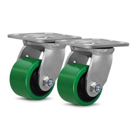 LONGRUNFORU 3" X 2" Industrial Casters- 700 lbs Capacity/Caster, Polyurethane Tread Cast Iron Casters (Non-Marking) Swivel Heavy Duty Caster for Cart, Furniture, Workbench(2 Pack)