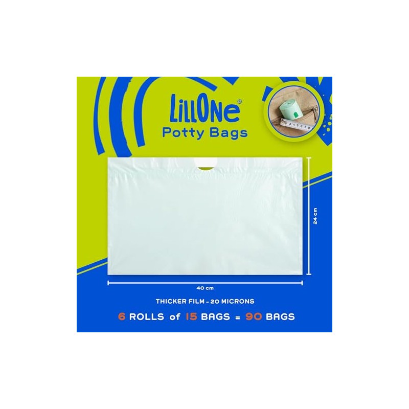 LillOne – 90 Universal Portable Potty Bags with Drawstring –