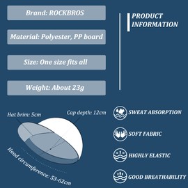 ROCKBROS Bicycle Cap Spring Summer UV Protection Bicycle Underhelmet Hat for Outdoor Sports Cycling Climbing Fishing Unisex, Rainbow Black